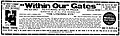 A newspaper ad for Oscar Micheaux's 1920 film Within Our Gates, the oldest surviving African-American film to date, which was his response to the aforementioned Birth of a Nation.